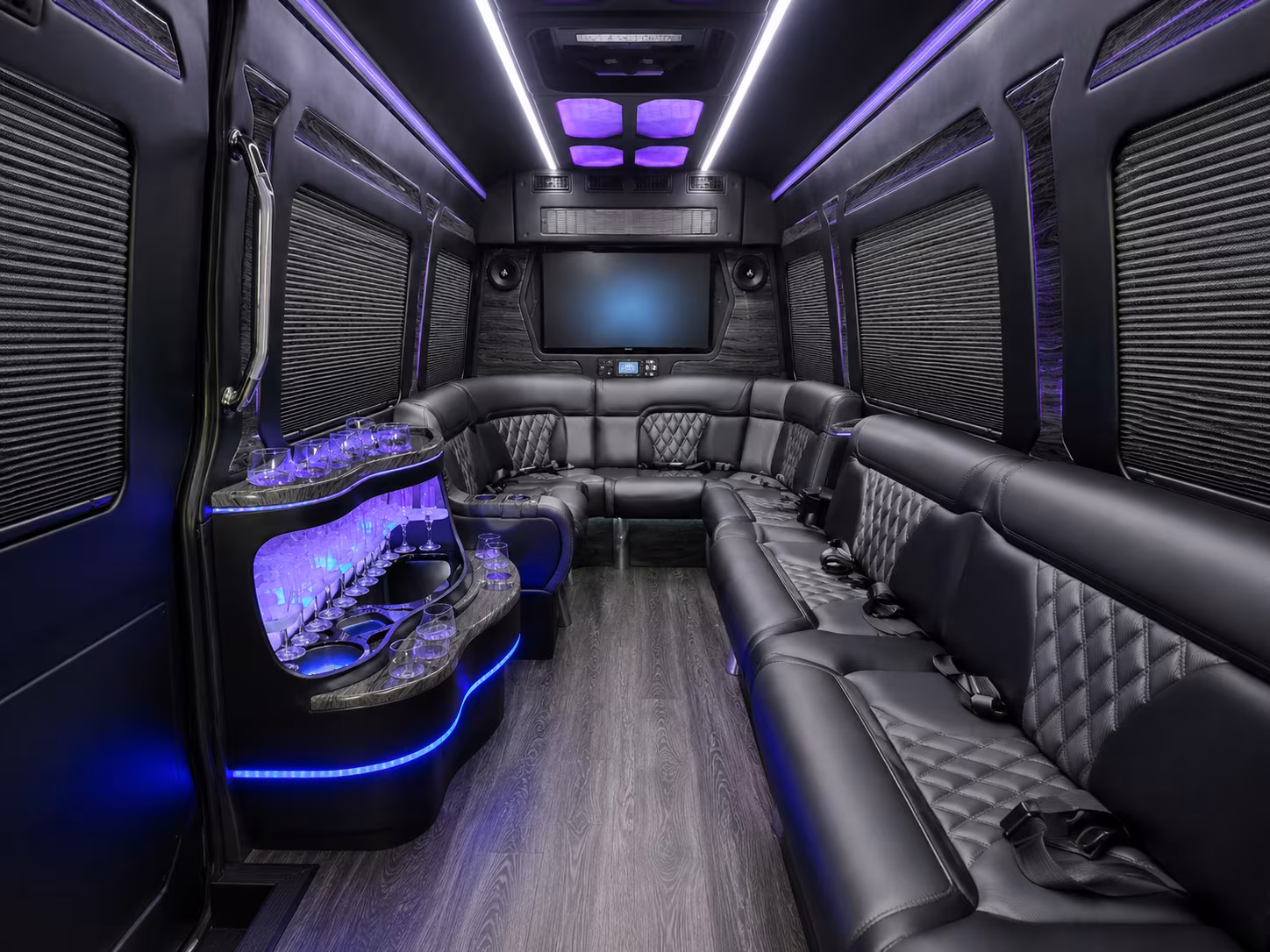 rio rancho 25 passenger party bus inside